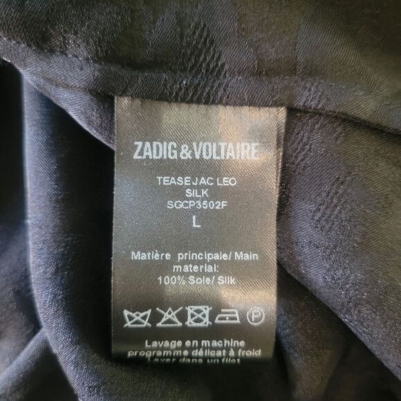 Zadig & Voltaire Milkmaid Tease Jac Leo Silk Off the Shoulder Top Size Large - Picture 8 of 8